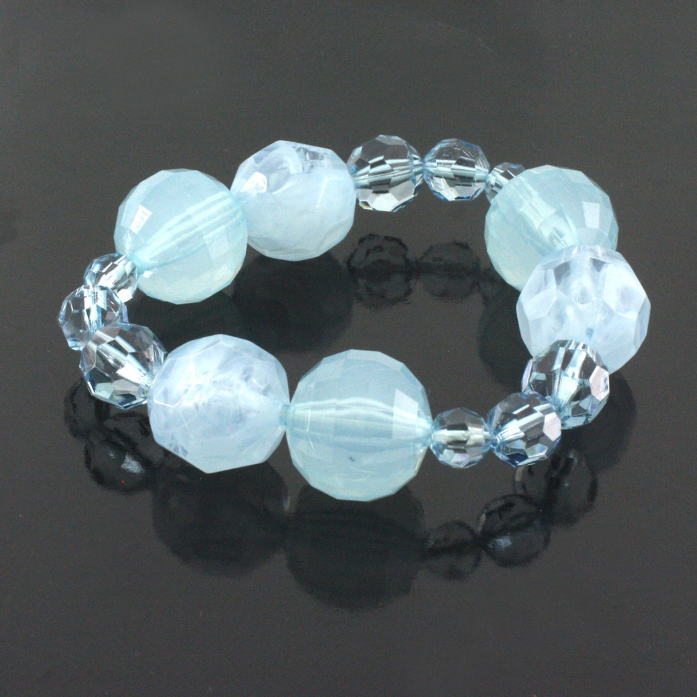 qvc Blue Tonal Faceted Mixed Bead Stretch Bracelet
